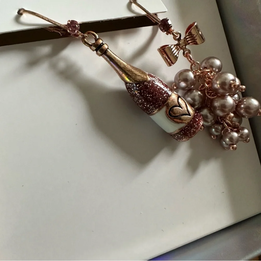 Betsey Johnson Non-Matching Champagne Earrings